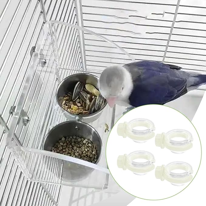 MYCENSE 4X Bird Water Feeder Accessory Sturdy Yard Transparent for Outside Multifunctional Hanging Gifts Food Container Decoration, White