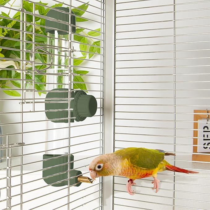 AOTU 9.4 Fl Oz Bird Water Dispenser Automatic Bird Water Feeder for Cage with Spring Valve, Clear Cage Water Drinker for Cockatiels Budgies Green-cheeked Conure African Grey Sun Conure