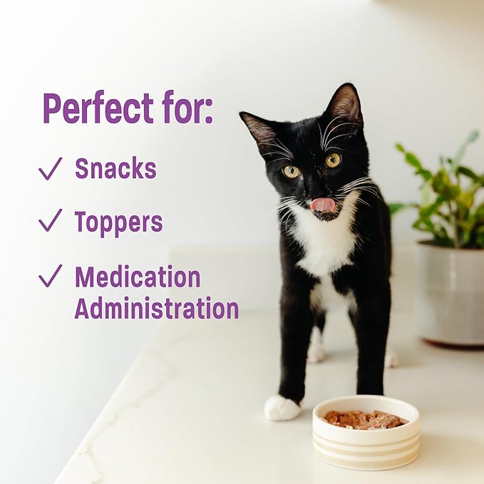 Wellness Lickable Treats Soft Puree Natural Grain Free Adult Cat Treats, Duck Recipe, Contains 6-0.4 Ounce Squeezable Tubes