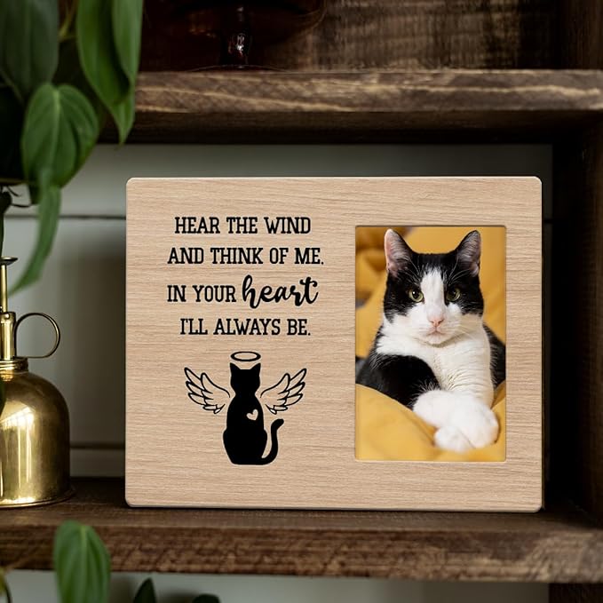 IAXIC Pet Memorial Gifts for Cats, Cat Loss Of Cat, Sympathy Gift Picture Frame, Gifts, Remembrance Photo Frame Desk Shelf Table Top Decor
