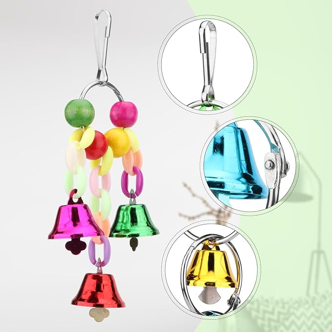 Hypeety Parrot Chew Toys Swing Colorful Bells Chandelier Bird Hanging Toy Parrot Cage Craft Toys Cages African Grey Conure Cockatiel Hanging Bell B