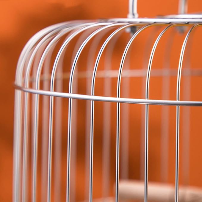 Small Bird Cage Stainless Steel Parrots Carriers With Wood Stand And Metal Cups For Lovebirds Finches Parakeets Bird Travel Cage Small With Perches Stand And Bowls For Parrots Cockatiels Conures