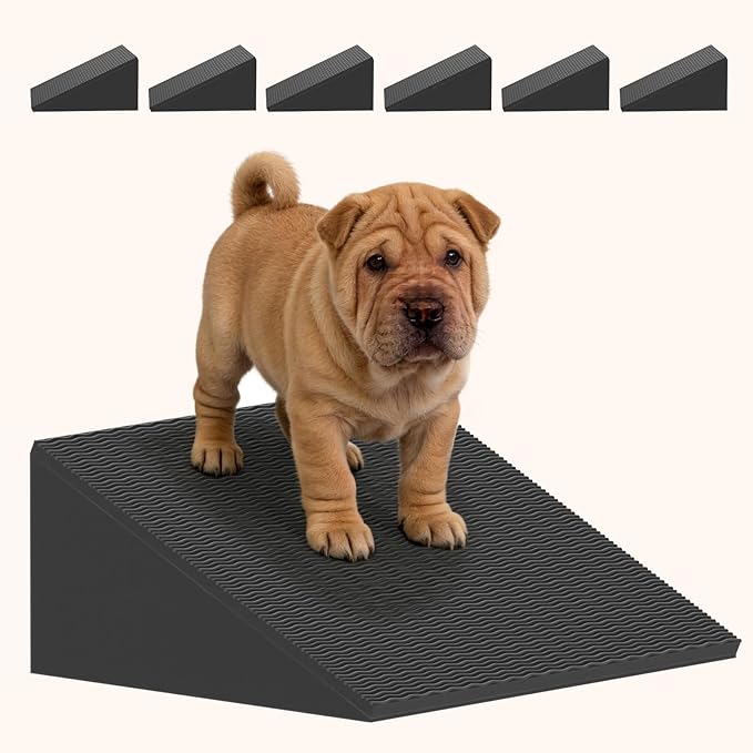 Dog Wedge Ramp for Stairs/Staircases, Portable & Lightweight Pet Ramp with Non-Slip Surface for Small Size Dogs Cats, Low Angled Dog Ramp for Elderly & Injured Pets (100LBS Capacity, 6Packs)