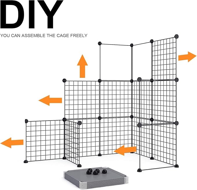 Large Cat Cage Enclosure Cat Playpen Detachable Metal Wire Indoor DIY Kennels Crate Large Exercise Place 2x3x4 Ideal for 1-4 Cats