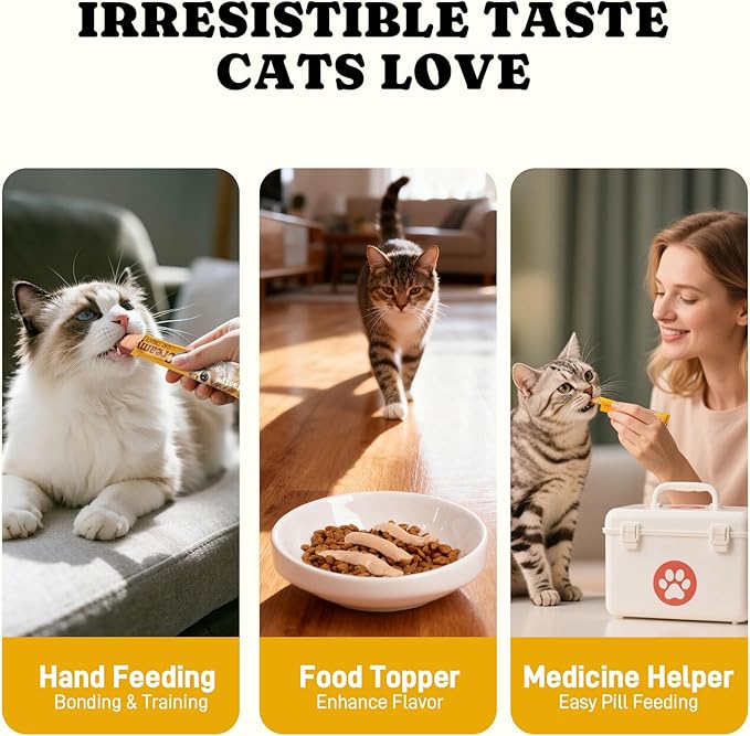 Lickable Cat Treats, High Moisture Hydrating Creamy Puree Squeeze Tubes, Tuna & Chicken, 20 Tubes 0.5oz, Grain-Free, Omega Oils & Vitamin E, Skin&Coat Health, Digestive and Immune Support