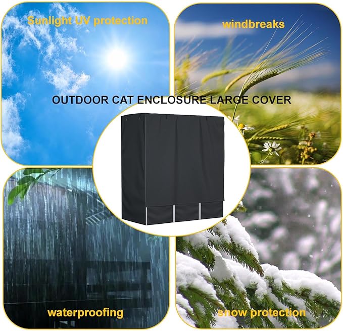 Outdoor Cat Enclosure Large Cover,Walk in Cat Kennel Cover 600D Heavy Duty Waterproof L73“ X W40” X H73” Full Coverage Large Outdoor cattery Cover (Only Cover)