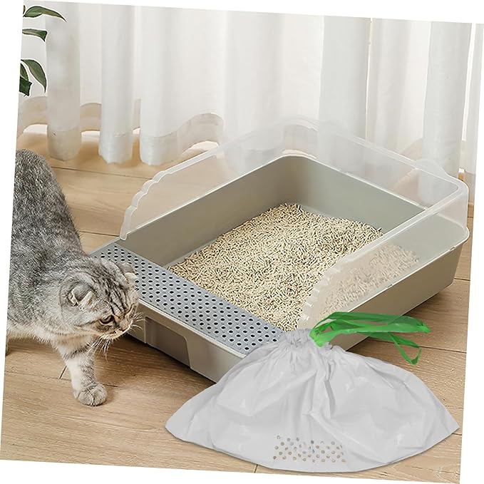 Totority 7pcs Cat Litter Filter Bags Sturdy and Pouch for Litter Cleaning Waste Disposal Bags for Pet Owners White