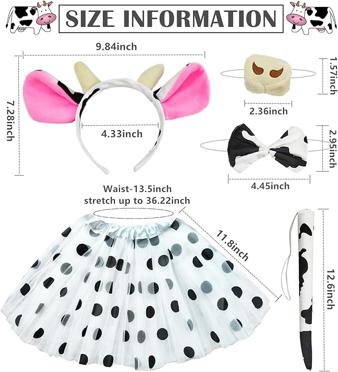 Halloween Animals Cosplay Costume Set - Tutu Skirt Animals Headband Bowtie and Tail Costume Accessories