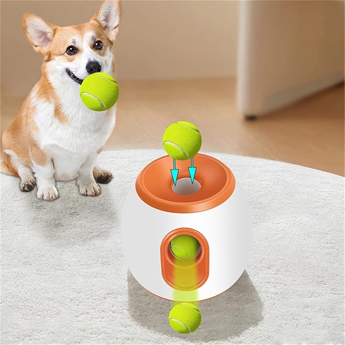 Automatic Ball Launcher for Dogs, Large Silent Dog Ball Thrower with Remote Control, 3 Adjustable Throwing Distances, Rechargeable, Durable, Indoor/Outdoor Use (Orange)