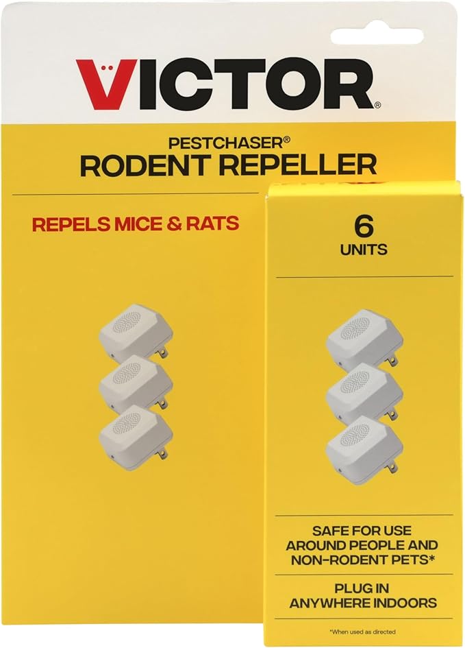 Victor PestChaser Rodent Repellent with Nightlight - Rodent Repellent Indoor Ultrasonic - Rodent Repeller - M756K - Mouse Deterrent Plug in - Mouse Plug in Repellent for House - 6 Units
