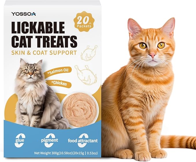 Lickable Cat Treat Snack Wet Lickable Stick Lickable Treats Dogs & Cats Omg3 Squeezable Creamy Purée Cat Snack Chicken Lickables Treat with Multivitamin pet Treats Healthy Grain-Free (20 Tubes)