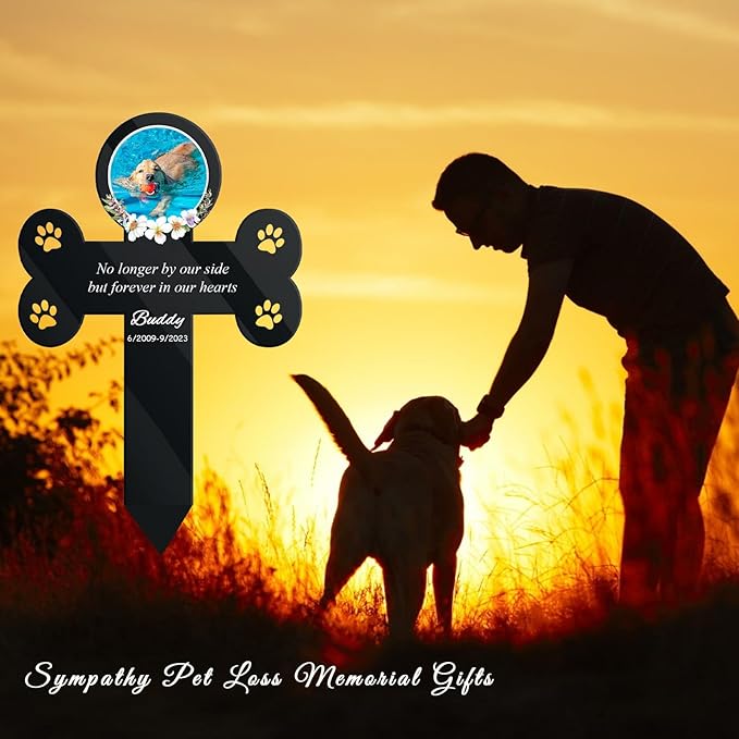 Custom Pet Cemetery Markers - Dog Grave Markers Outdoor Pet Grave Markers Cat Grave Markers for Cemetery Dog Tombstones for Graves Outdoor (A-Cross2)