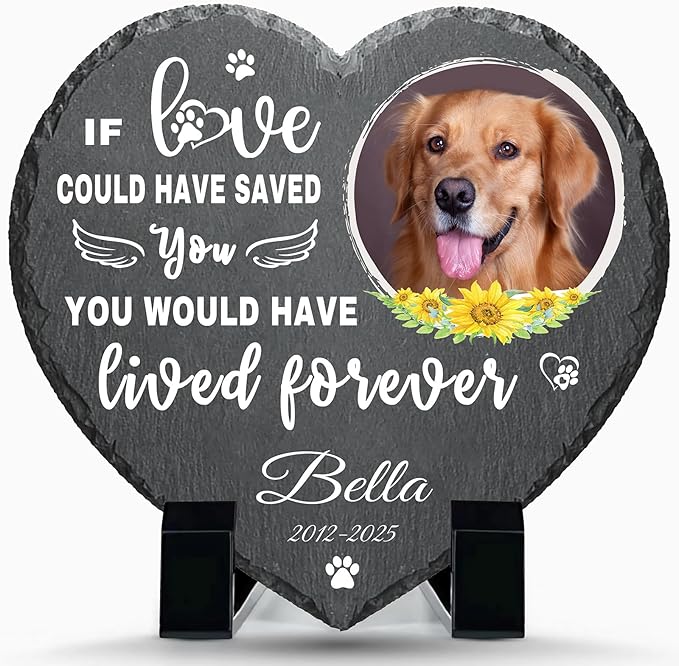 Alienc Personalized Pet Memorial Stone – Custom Dog & Cat Memorial Gifts for Loss, Outdoor Pet Grave Marker, Sympathy Keepsake for Dogs and Cats