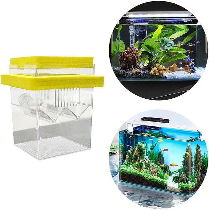 Floating Hatching Box Fish Breeding Box Fish Nursery Separation Hatchery Fish Isolation Box for Baby Fishes Shrimp,Fish Egg, Yellow