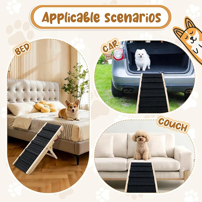 Large Dog Pet Ramp for Bed Couch Car 5 Adjustable Height Pet Step with Non-Slip Mat 9.06" to 20.8" Foldable Dog Steps for Small Large Old Dogs Cats