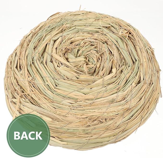 Woven Straw Bird Nest Breeding Nest for Small Animals 8.26X8.26X2.36In Handcrafted Birdcage Accessory for Doves Pigeons Parrots Rabbits with Removable Easy-Clean Design