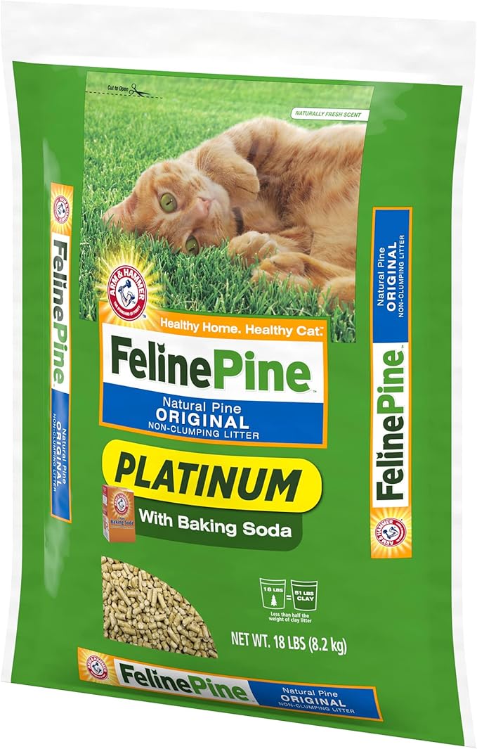 Feline Pine Platinum Non-Clumping Cat Litter, Feline Pine Cat Litter 18lb (Pack of 2)