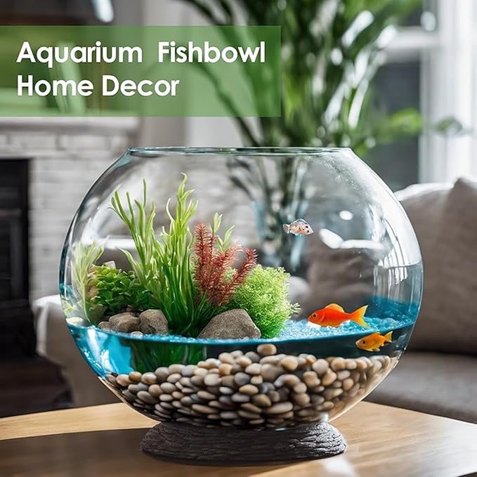MANON ROSA Turtle Bowls Round Ecological Tank Container Clear Aquarium Habitat Small Desktop Home for Hydroponic Plants Fish Starter Choice (M(7.9" D))