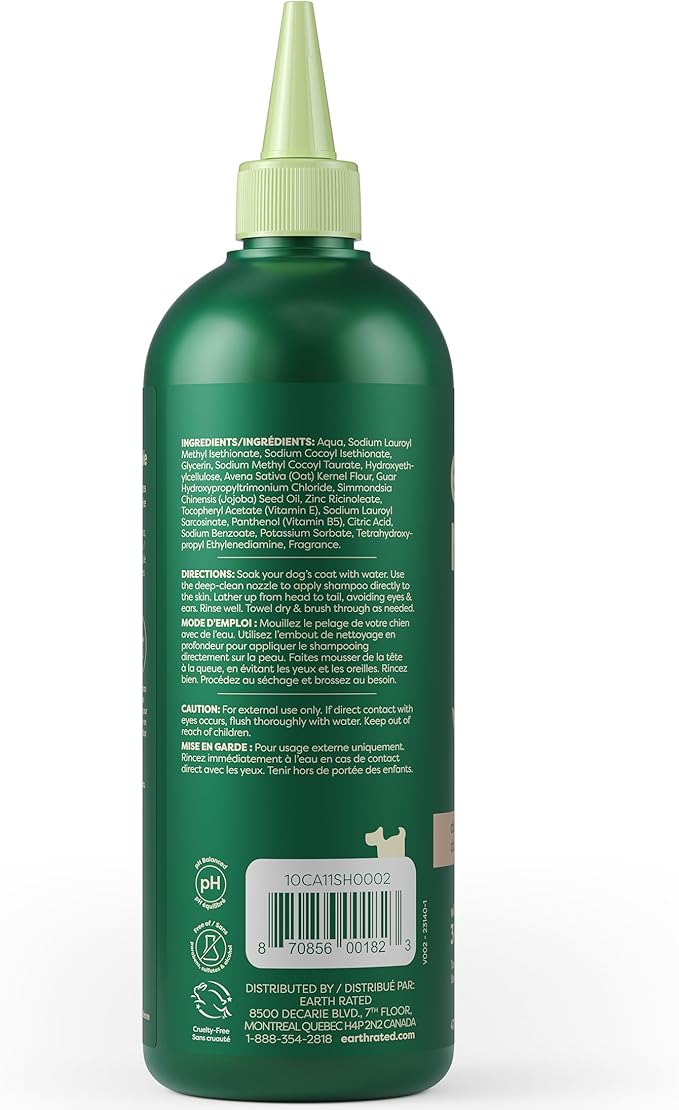 Earth Rated Deshedding Dog Shampoo, Hypoallergenic 3-in-1, Shampoo & Conditioner for Dogs & Puppies, Deodorizing, 98.5% Natural Origin Ingredients, 16 oz