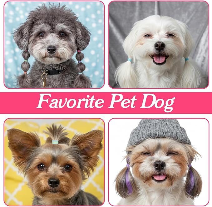 300 Pcs Dog Hair Ties, 1 Inch Nylon Seamless Hair Bands for Small Dog Puppy Girl, Yorkie, Knots, Ponytails, Mixedcolor