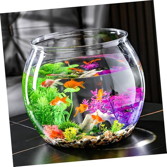 Transparent Small Plastic Fish Tank Aquarium Container for Betta Fish and Small Turtles Easy to Clean Portable Desktop Decor for