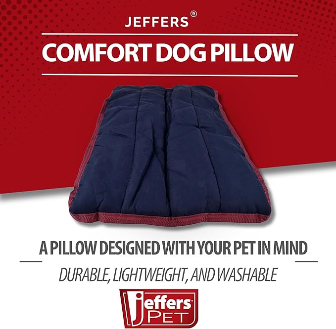 Jeffers Pet Comfort Dog Pillow, 2 XL 39"x51", Navy Blue – Machine Washable Dog Bed for House, Sofa, Crate & Travel – Poly Cotton Shell, Winter Warmth, Soft, Comfy, Durable, Top Pet Bedding