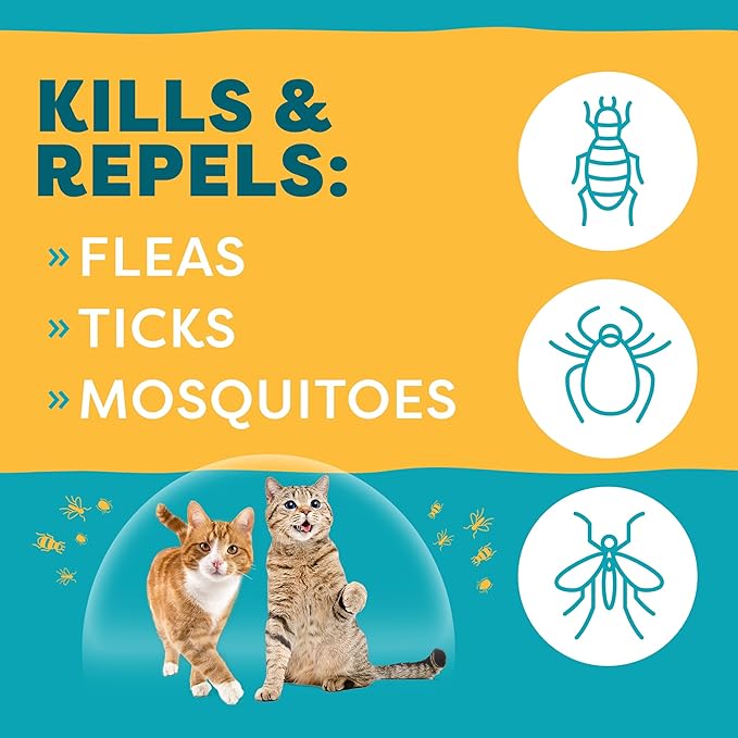 Only Natural Pet Flea and Tick Prevention for Cats - EasyDefense Remedy for Your Pets - Natural Care Control Squeeze-On Drops - Tick and Flea Protection - Three Months Supply (Single)