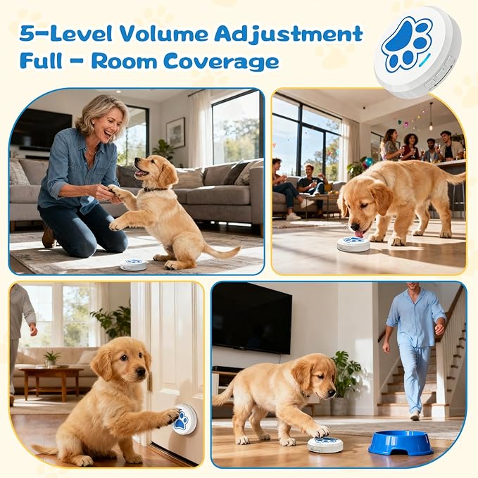 ChunHee Dog Training Bells for Door to Go Outside – Puppy Potty Training Bell, Chew-Resistant Design, 36 Ringtones, 0-115dB Adjustable Volume, Easy Way to Train Dogs to Signal Outside
