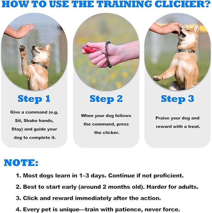ABSONE Dog Clicker for Training with Wrist Strap, Training Clicker for Puppy, Cat, Potty, Bird, Horse, Pet, Dog Clicker Trainer Training Tools, Behavior Aids, 2 Pack Black and Green