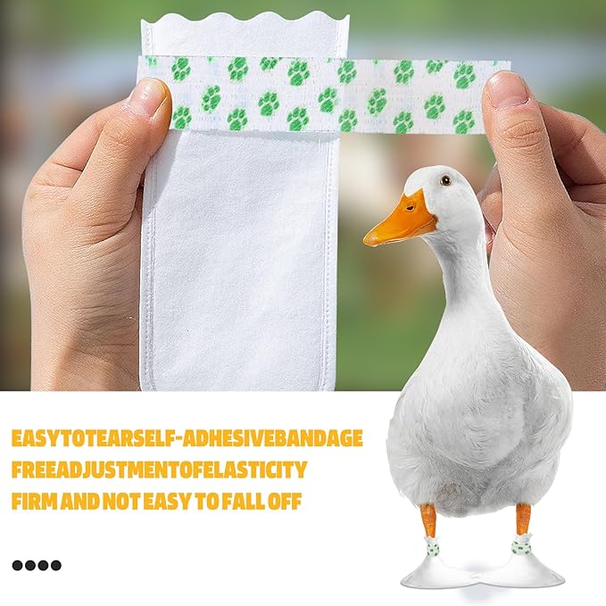 Disposable Boots for Real Duck Feet, Bumble Foot for Duck Supplies with Bandage, Large Size (Green N, 20 PCS)