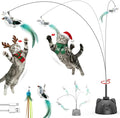 Interactive Cat Toys for Indoor Cats: Upgraded 360° Automatic Spin Flying Bird Feather Wand with Silicone Protected Rod Safe Play, Strong 8cm Suction Cup, USB-Rechargeable for Bored Kittens and Adult