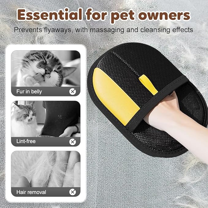 2025 Thickened Strong Pet Hair Removal Glove for Cats & Dogs, Electrostatic Gloves for Pet Grooming, Reusable Quick De-Shedding Gloves for Couch, Clothing, Carpet, Furniture, Car Seats (3pcs)