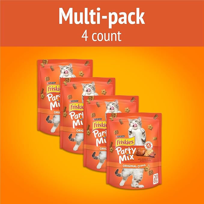 Friskies Purina Cat Treats,Party Mix Original Crunch - 20 oz. Pouch,(Pack of 2)