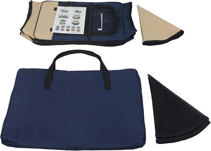 EliteField 2-Door Soft Pet Playpen (2 Year Warranty), Exercise Pen, Multiple Sizes and Colors Available for Dogs, Cats and Other Pets (48" x 48" x 32"H, Beige+Navy Blue)