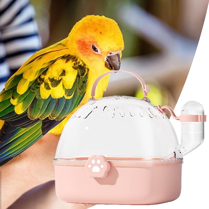 Bird Travel Cage Carrier, Panoramic View Secure Bird Habitat, Ventilated Transport Cage with Water Bottle, Ideal for Outdoor Adventures, Travel, Camping, Parrots, Finches, Budgies, Small Pet Birds