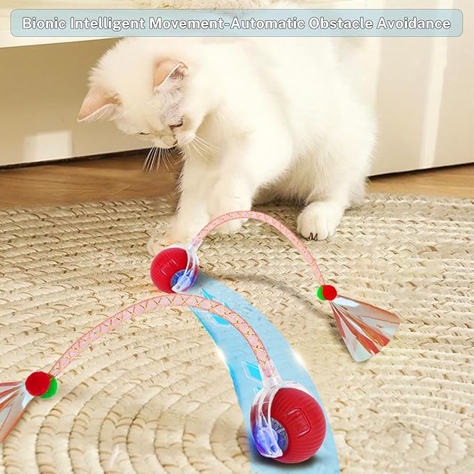 New Upgraded Cat Ball Toy - Speedy Tail 3.0 Cat Toy, Interactive Cat Toy Ball, Stimulating Toys and Juguetes para Gatos, Cat Toys for Bored Indoor（Sound Switchable） (Green)