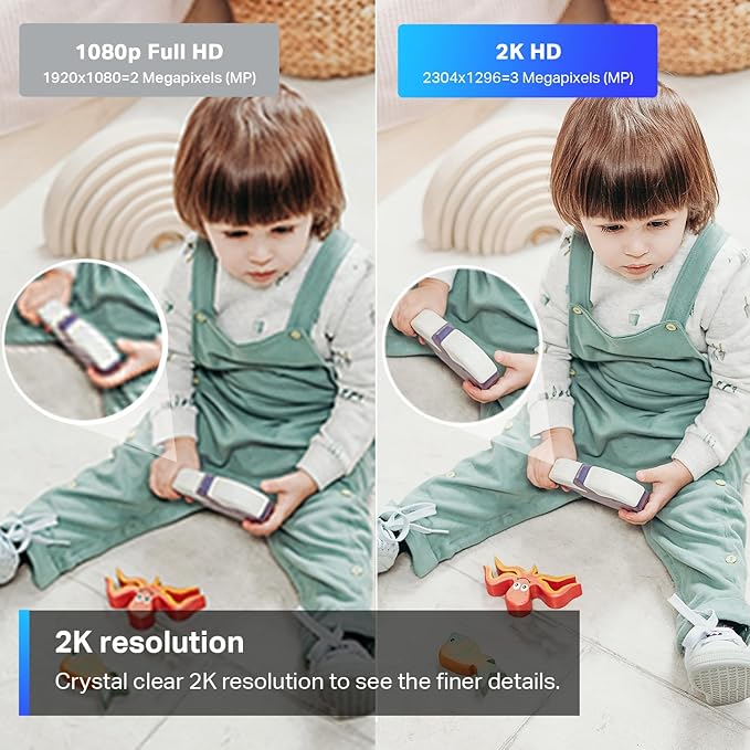 Tapo 2K Indoor Wired Security Camera - Works as a Baby Monitor & Pet Camera, Person/Motion/Baby Cry Detection, 2-Way Audio, Siren, Subscription-Free Local Storage or Optional Cloud, Black, C111