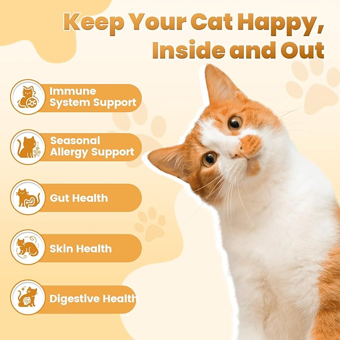 Cat Allergy Relief for Cats Treats, 500 Crunchy Snacks for Immune & Skin Coat Support – Seasonal Allergies, Itching Relief, Omega 3 & Probiotic Natural Supplement for Cat, Chicken (90-Day Supply)