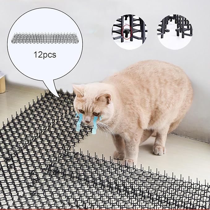 12-Piece Pet Barrier Mat - Deterrent for Climbing and Digging