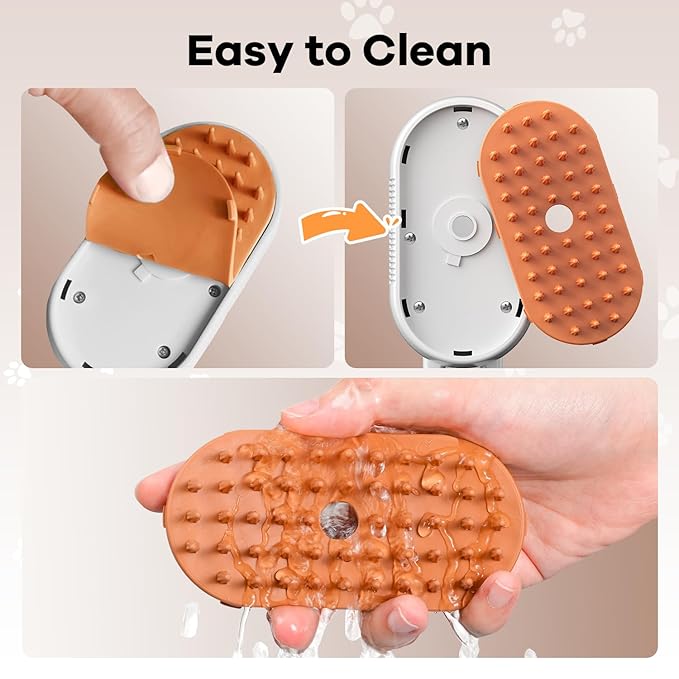 Cat Steam Brush for Shedding, 4 in 1 Brushs with Foldable Handle, Steam Brushs for Cats, Spritz Defur Comb for Cats, Water Brush for Cat, Pet Spray Hair Removal Comb