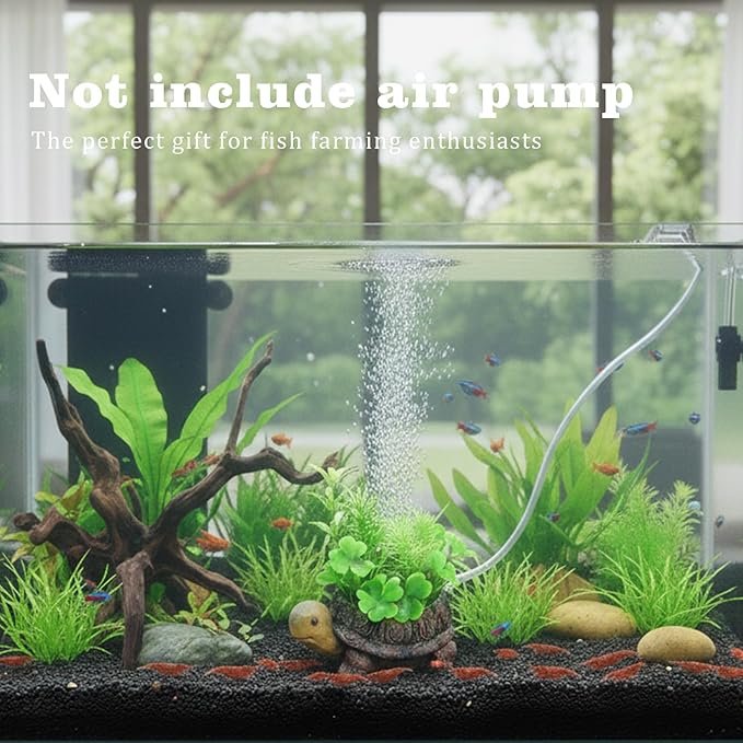 Turtle Tank Accessories Fish Tank Bubbler - Realistic Resin Turtle Aquarium Decor with Air Stone, Aquarium Bubbler Decorations for Fish Tank Oxygenation and Landscape Enhancement, With Air Tubing