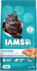 IAMS Proactive Health Dry Cat Food, Indoor Weight and Hairball Care Cat Food Dry Recipe, with Real Chicken in Every Bite, 7 lb. Bag
