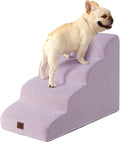 EHEYCIGA Curved Dog Stairs Ramp for High Beds 19.7" H, 4-Step Dog Steps for Small Dogs and Cats, Pet Stairs for High Bed Climbing, Non-Slip Balanced Pet Step Indoor, Lilac