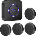 EverNary Dog Door Bell, Wireless Doggie Doorbells for Potty Training, Door Bell for Dogs to Go Outside, Dog Bells (Black, 1 Receiver 4 Transmitters)