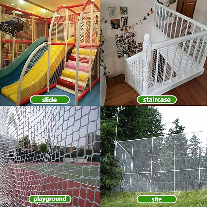Safety Rope Net for Kids,Knotless Fence Net for Balcony Stairway Guard,Outdoor Terrace Decoration Pet Anti-Fall Rope Netting,Baseball Sports Netting(Size:1M*5M(3.3FT*16.4FT),Color:White)