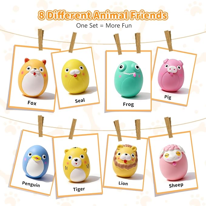 SCHITEC Squeaky Puppy Toys, Interactive Animal Dog Toy Pack, Cute Latex Rubber Squeak Pet Balls for Puppies Mini Small Breed Dogs