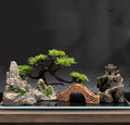 Small Japanese Fish Tank Decorations Set, Suitable for Aquariums up to 5 Gallon or Fish Bowl, Includes Small Decorations Artificial Plastic Plants Fish Tank House