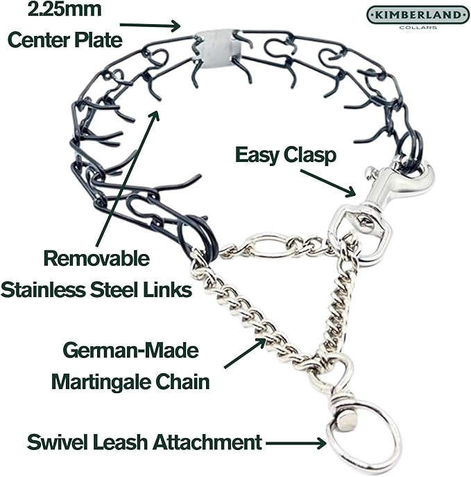 Clasp 2.25mm Stainless Dog Training Collar for Large Breeds | 16” Prong Collar for Dogs 26lbs & Up | No-Pull Collar | Behavior Aid | Fuchsia Pink