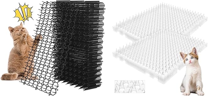 Bundle of 12 Pack Cat Scat Mat with Spikes and 12 Pack Cat Deterrent Mat Outdoor Indoor