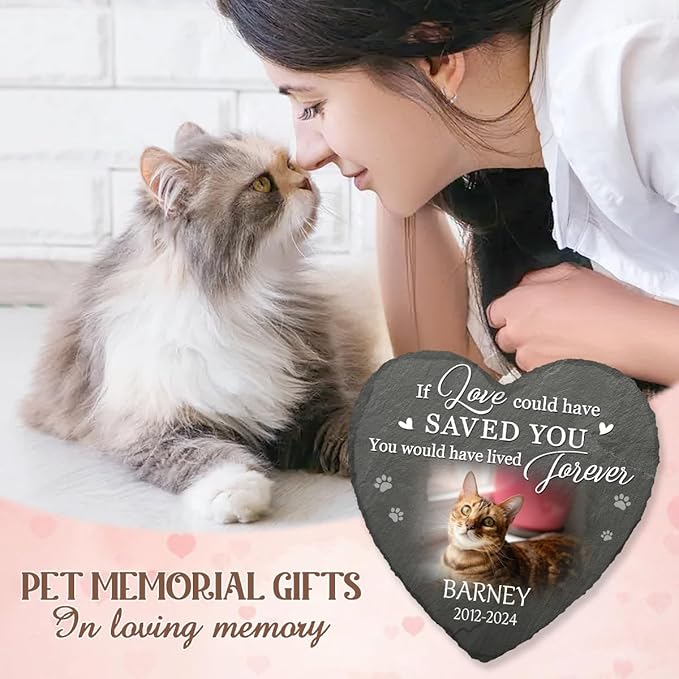DOPTIKA Cat Memorial Gifts for Loss of Cat, Personalized Cat Memorial Stones with Photo, Pet Loss Gifts, Loss of Cat Sympathy Gift, Pet Memorial Stones, in Loving Memory Gifts for Cat Lovers
